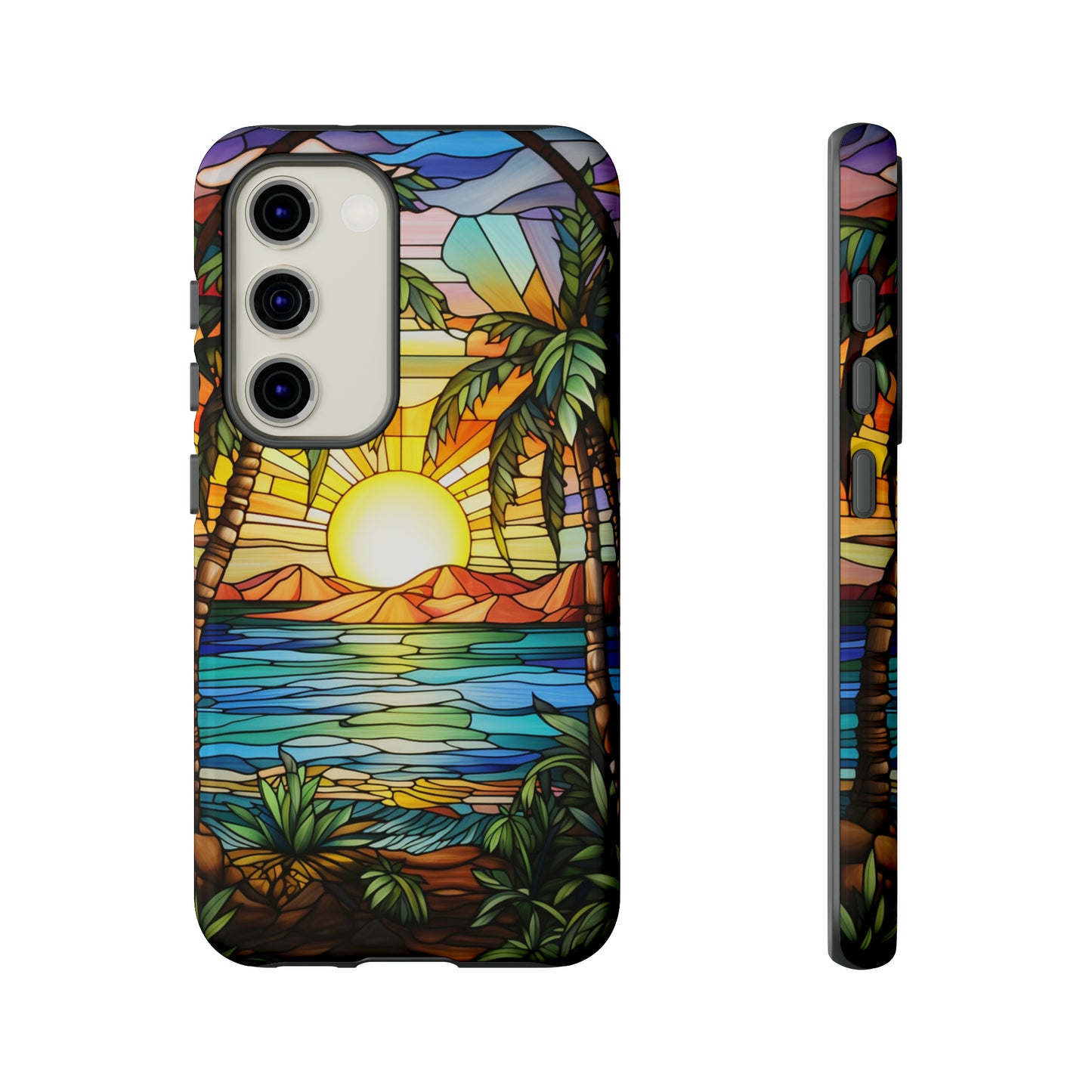 Tropical Stained Glass Sunset Beach