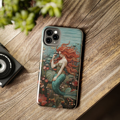 Siren's Song: Mermaid Elegance Apple Phone Case | Embroidery-Inspired iPhone Case