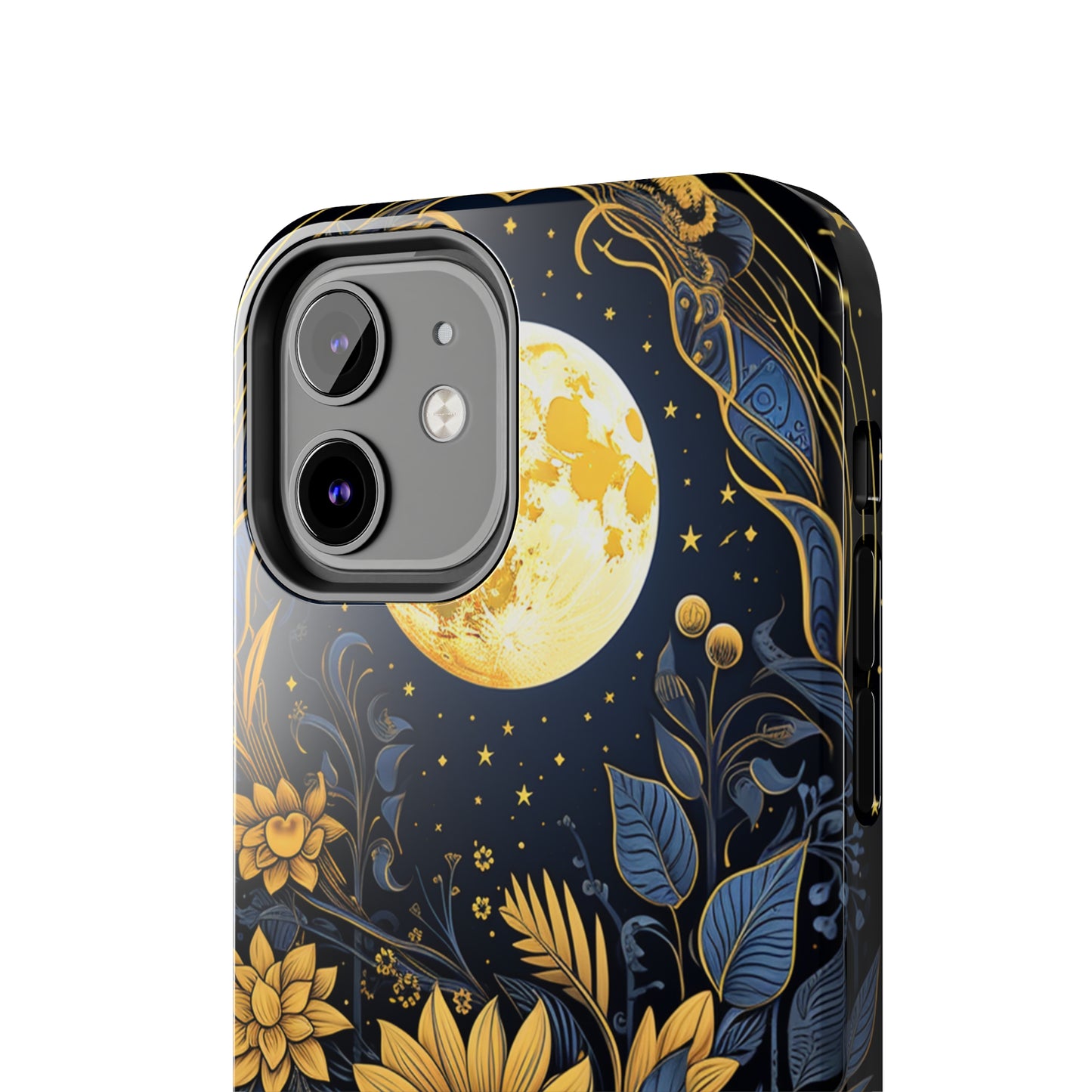 Starry Night Boho Meets Cottagecore: Floral Sun, Moon & Stars iPhone Case