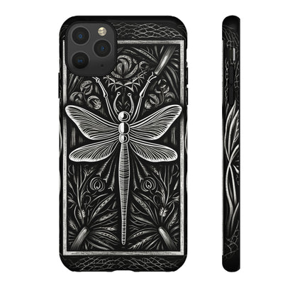 Vintage Woodcut Style Dragonfly Art