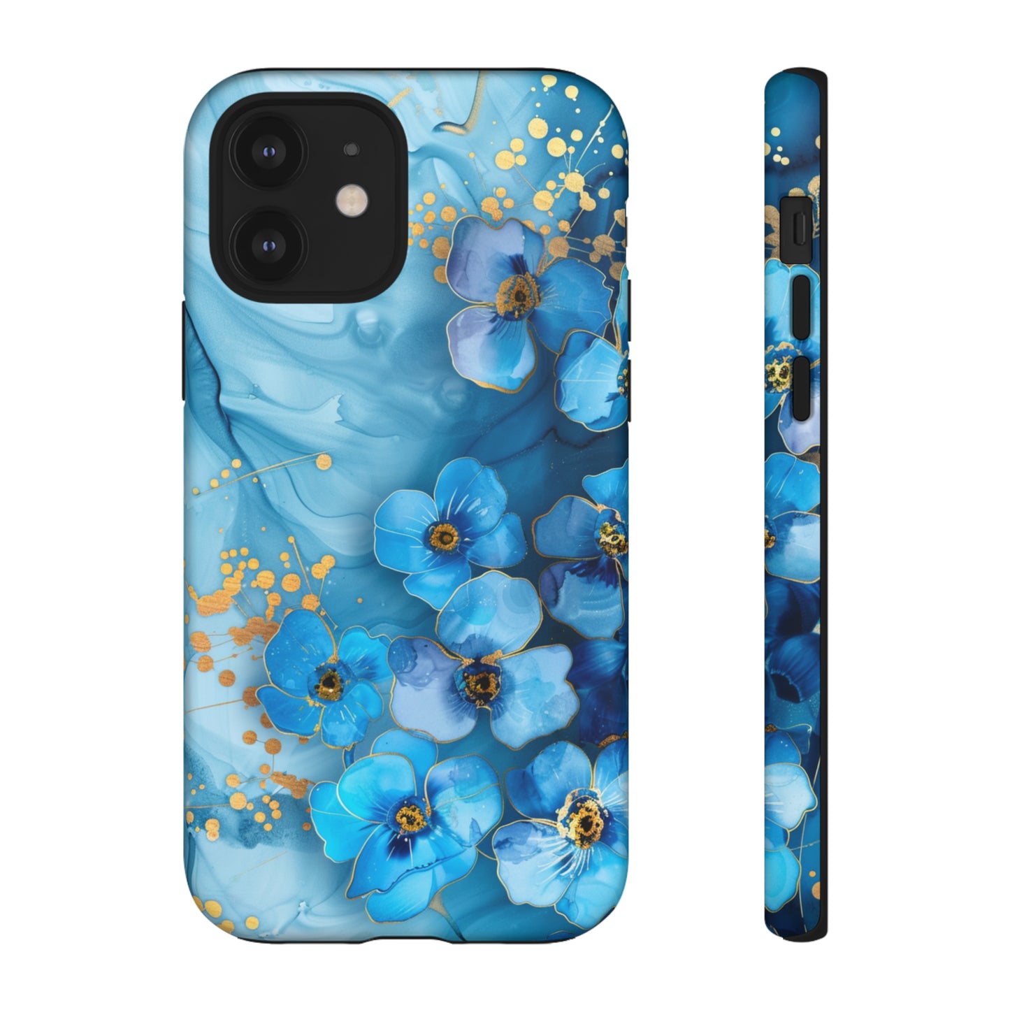 Forget Me Nots Gold Color Splash Floral Design Phone Case