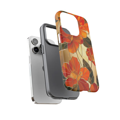 Orange Floral Phone Case Stained Glass Flower Aesthetic