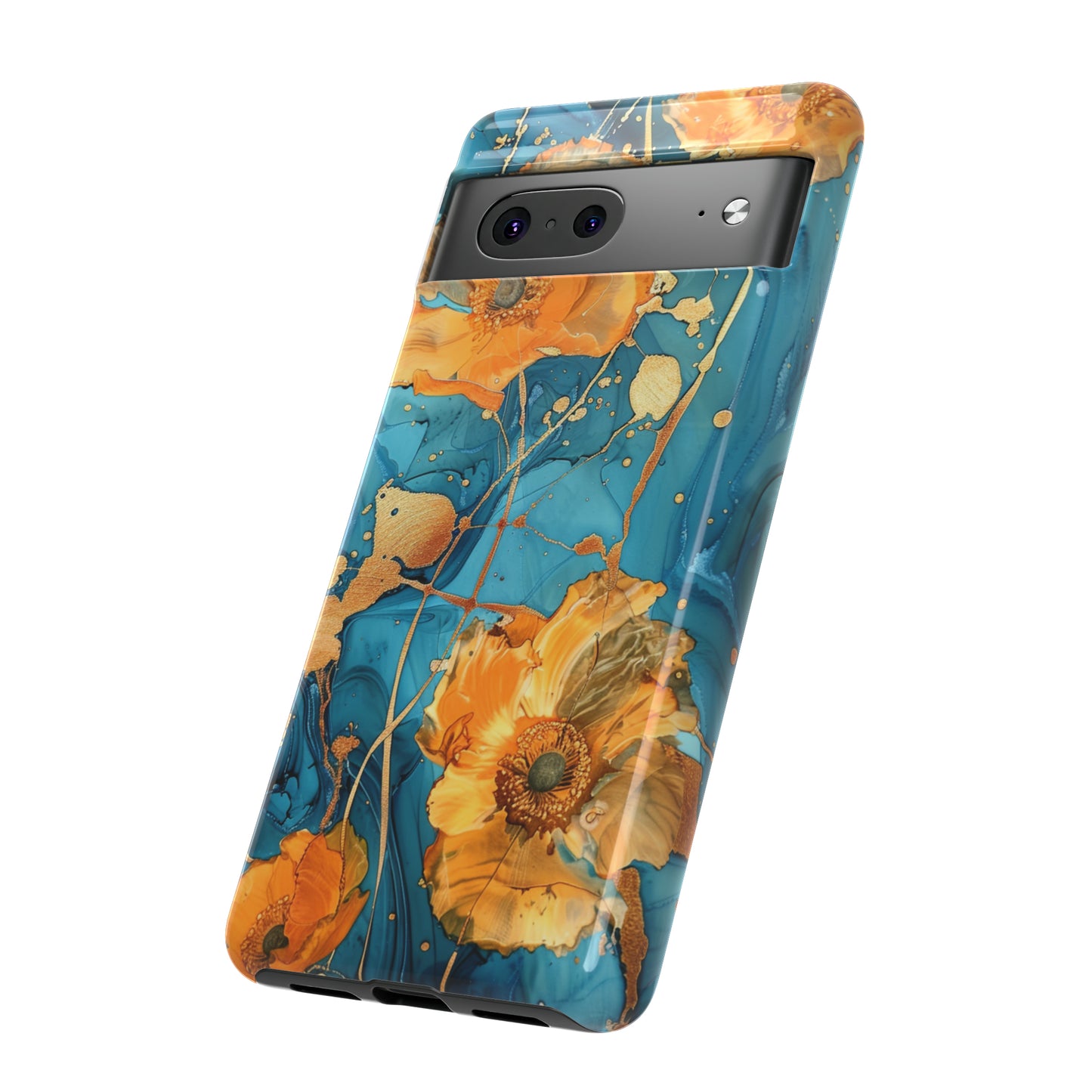 Gold Poppies Color Splash Floral Design Phone Case