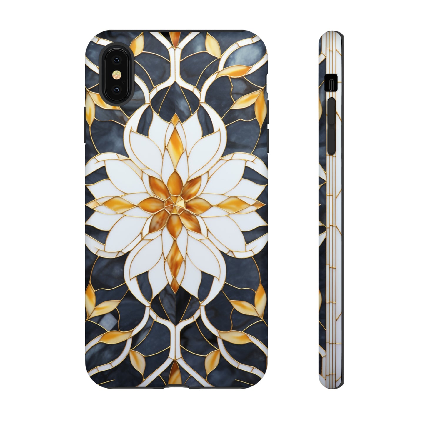 Art Deco Floral Gold & Blue Mosaic