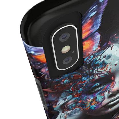 Synthwave Butterfly Girl Trippy Fantasy Art iPhone Case | Embrace the Futuristic Vibe with Whimsical Artistry