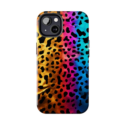 Kaleidoscopic Wild: Psychedelic Rainbow Leopard Print | Dazzling iPhone Case