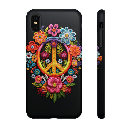 Peace Sign Embroidery Floral Hippie Style Phone Case