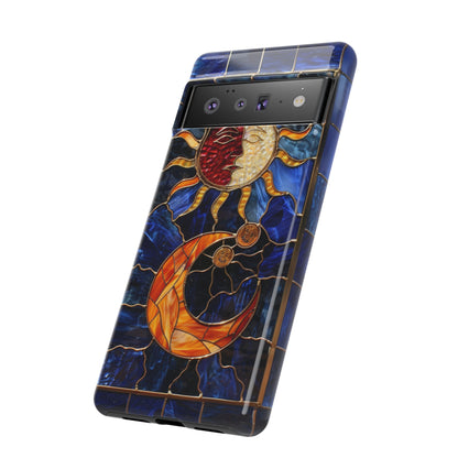 Celestial Stained Glass Moon and Stars iPhone 15 Case