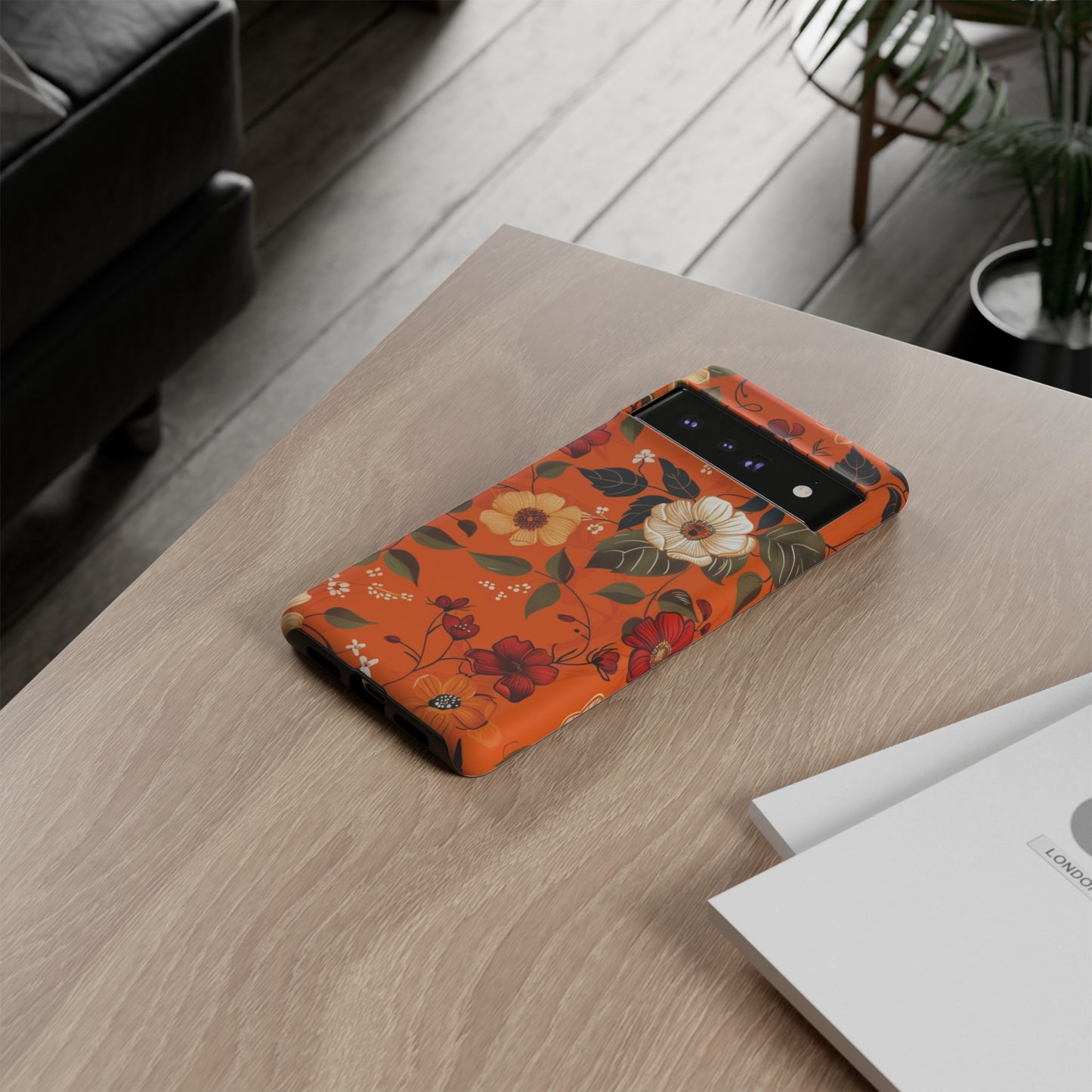 Orange Floral Phone Tough Case