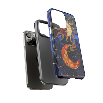 Celestial Stained Glass Moon and Stars iPhone 15 Case