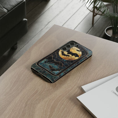 Halloween Phone Case Bats Stained Glass Style Spooky Moon Phone Cover