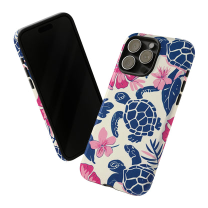 Undersea Floral Blue Sea Turtle Phone Case