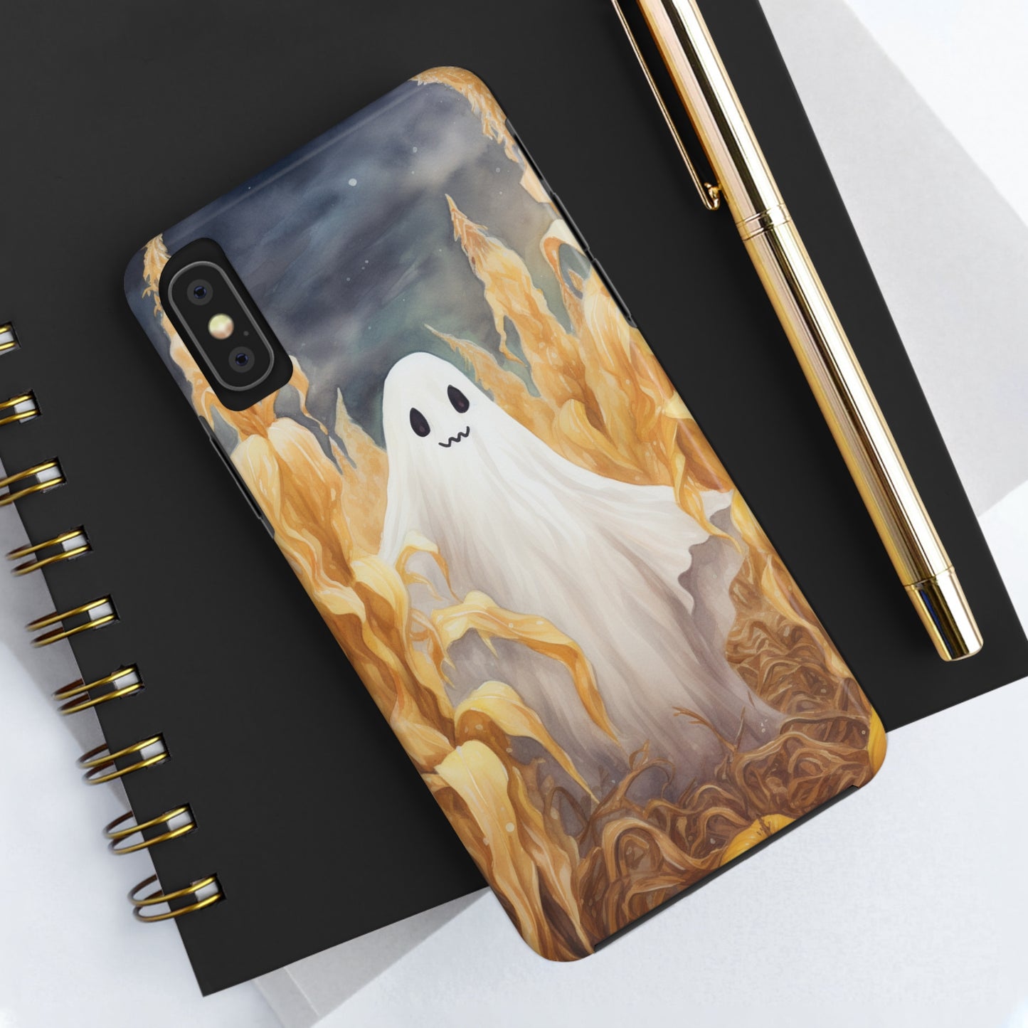 Ghost of Halloween Fall Pumpkins iPhone Case | Embrace the Spooky Autumn Vibes