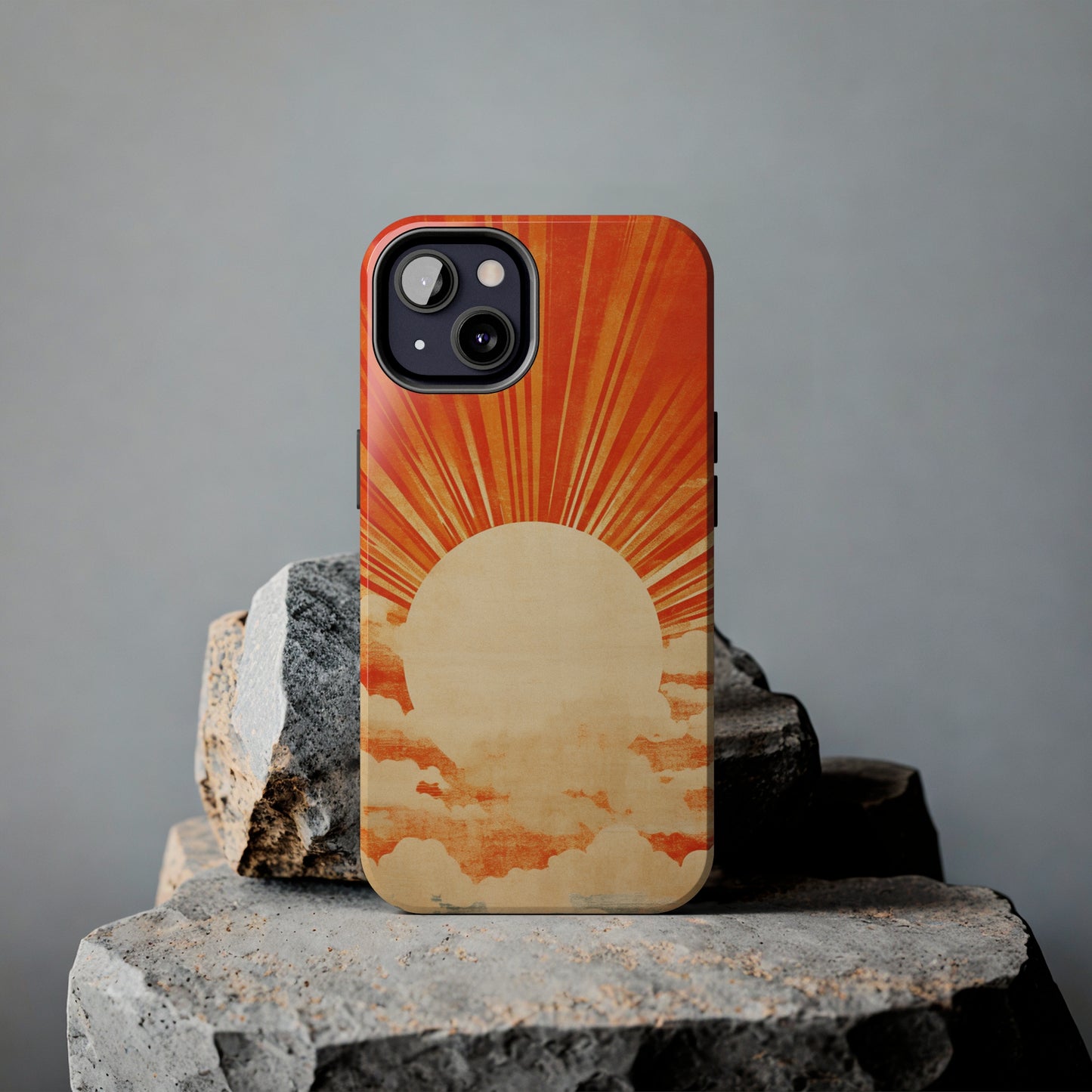 Retro Abstract Sunburst iPhone Case | Embrace the Nostalgic Charm of Artistic Rays