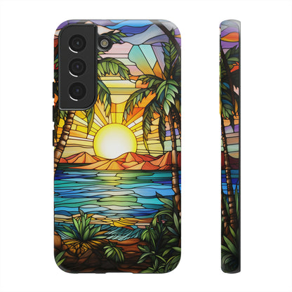 Tropical Stained Glass Sunset Beach