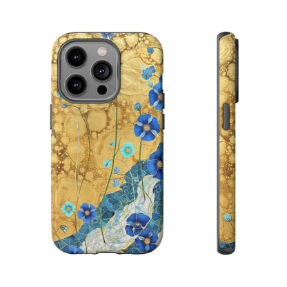 Forget Me Nots Gold Color Splash Floral Design Phone Case