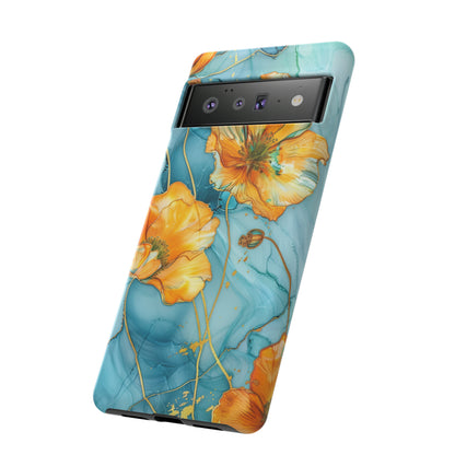 Gold Poppies Color Splash Floral Design Phone Case