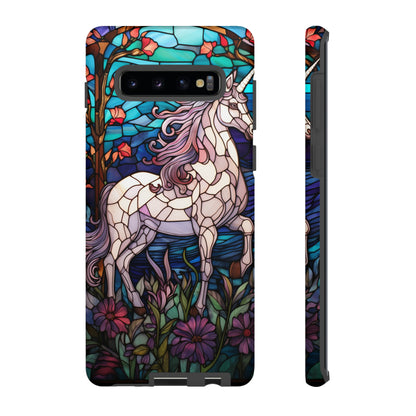 Unicorn Stained Glass iPhone, iPhone Case Retro Samsung Galaxy Phone Tough Case iPhone 15 14 Plus 13 12 7 8 Se Hippie Boho Style