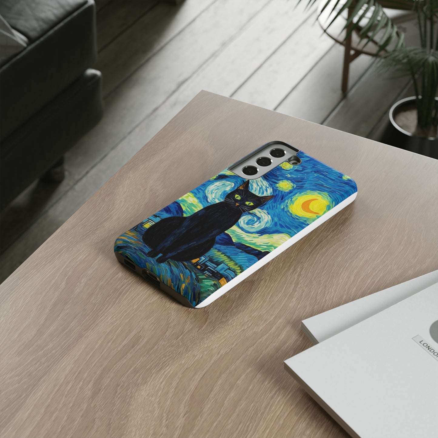 Starry Night Van Gogh Black Cat iPhone, Samsung Galaxy, Google Pixel  Case | Embrace Artistic Whimsy and Feline Charm