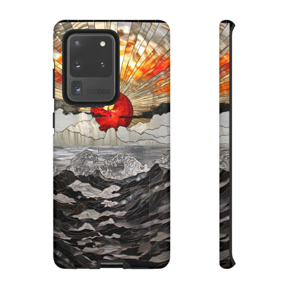 Japanese Rising Sun Phone Case Stained Glass Ocean Wave Phone Cover iPhone 15 Case