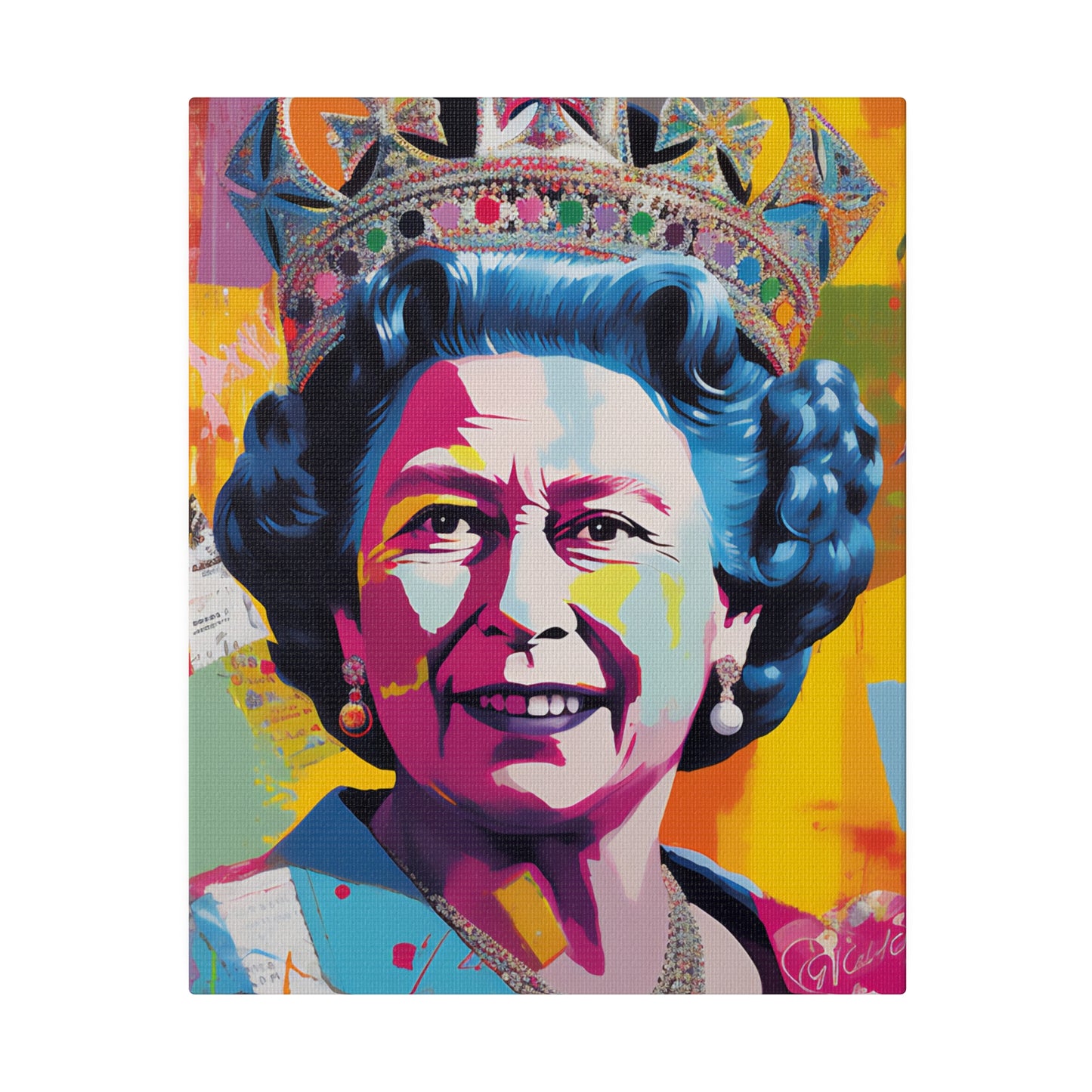 Queen Elizabeth II Pop Art Abstract Print | Stretched Canvas Print