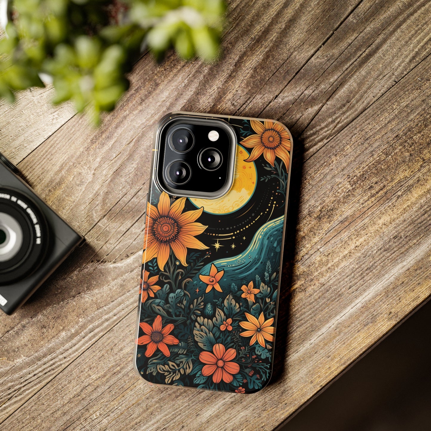 Boho Meets Cottagecore: Floral Sun, Moon & Stars iPhone Case – A Celestial Delight