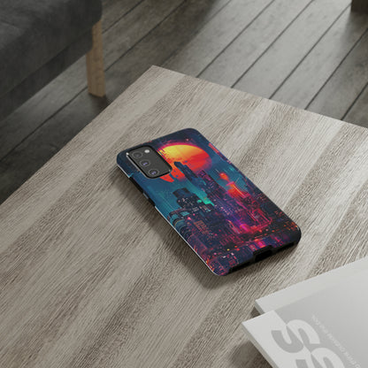 Cyberpunk Full Moon Cityscape Phone Case