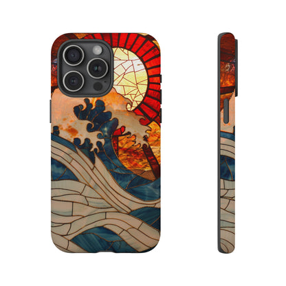 Japanese Rising Sun Phone Case Stained Glass Ocean Wave