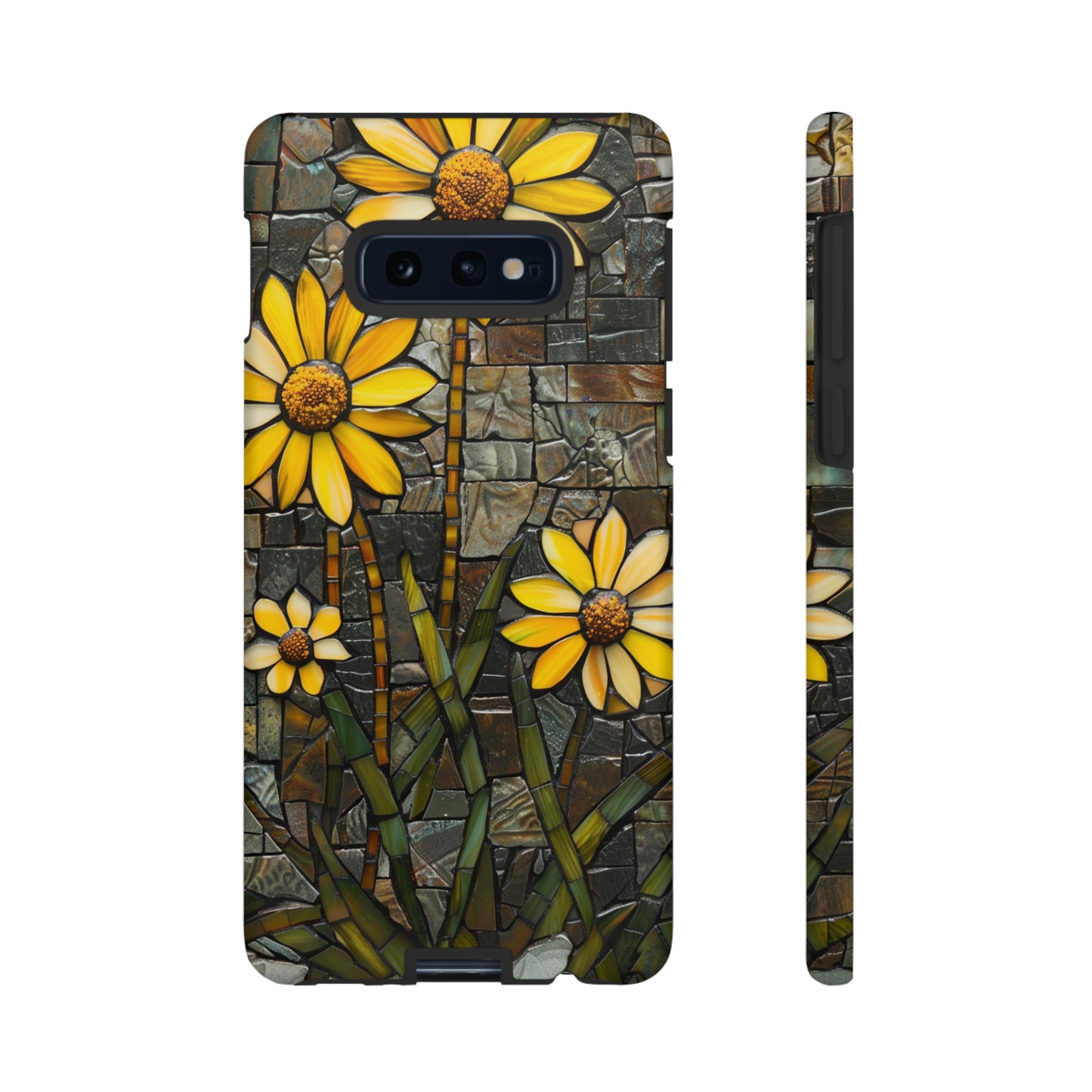 Yellow and Gold Daisy Mosaic Stained Glass Phone Case for iPhone 15, 14, Pro Max, 13, 12 & Samsung Galaxy S23, S22, S21, Google Pixel