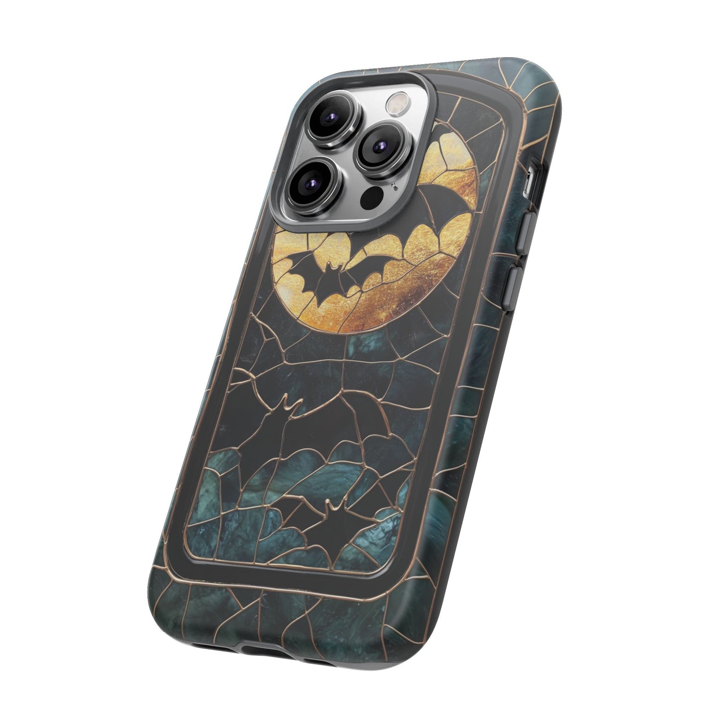 Halloween Phone Case Bats Stained Glass Style Spooky Moon Phone Cover