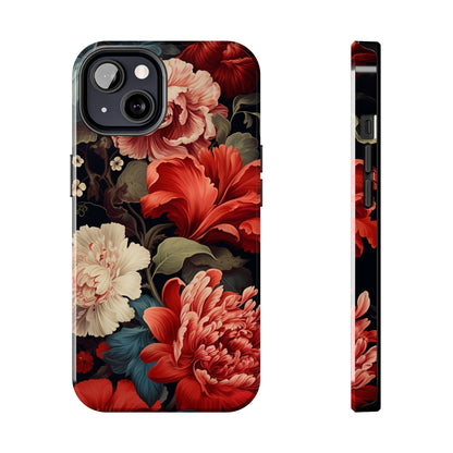 Vintage Floral Aesthetic Phone Tough Case Antique Print for iPhone 14 11 Pro 12 13 XR XS X 7+ 8 Boho Nature Flowers Cottage Core