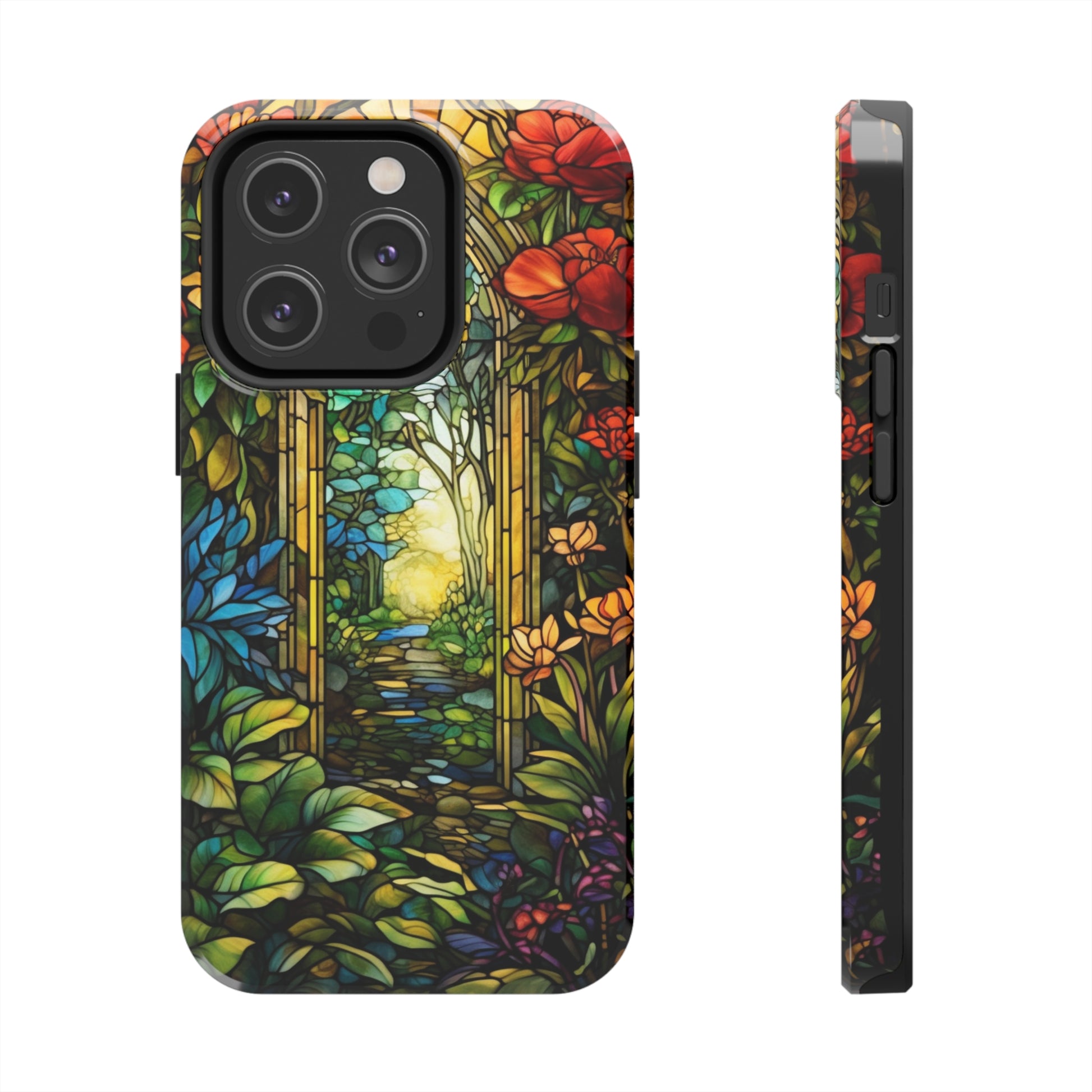 Nature-Inspired iPhone Protective Case with Stained Glass Aesthetics