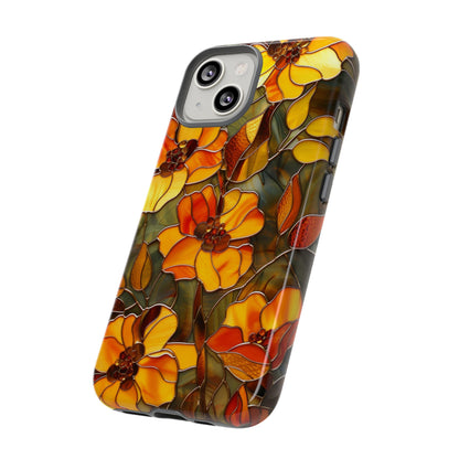 Orange Floral Phone Case Stained Glass Style