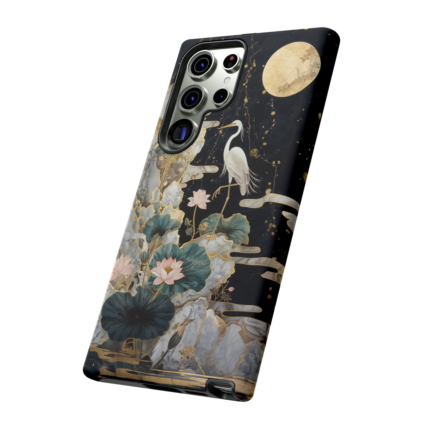 Heron and Moon Floral Zen Art Phone Case