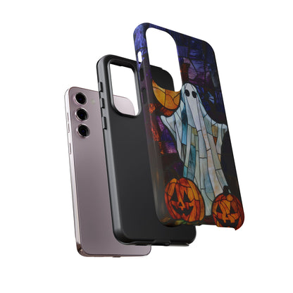 Stained Glass Halloween Ghost and Jack-o'-Lanterns Phone Cover