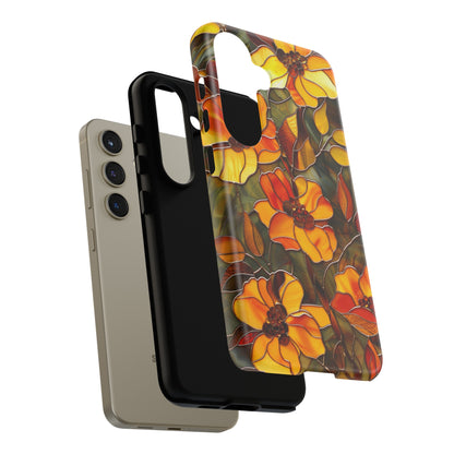 Orange Floral Phone Case Stained Glass Style