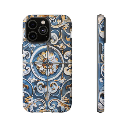 Azulejo Porcelain Blue & Creamy White Tile Mediterranean Design Phone Case