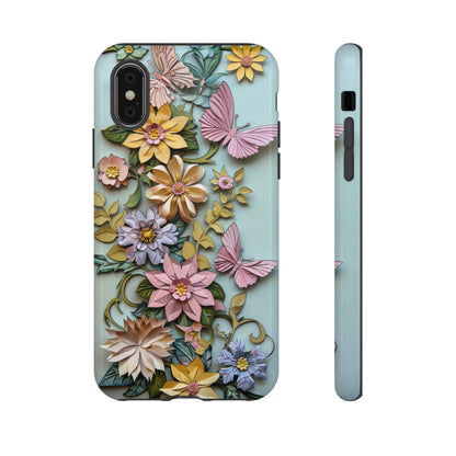 Pastel Pink Butterflies and Flowers iPhone Case