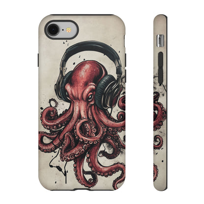 Retro Style Japanese Octopus Listening to Headphones Phone Cover