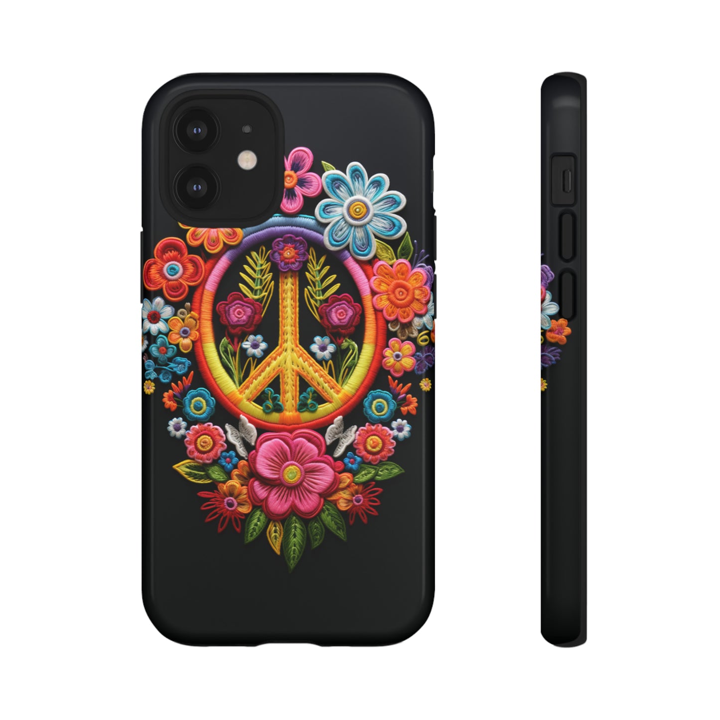 Peace Sign Embroidery Floral Hippie Style Phone Case