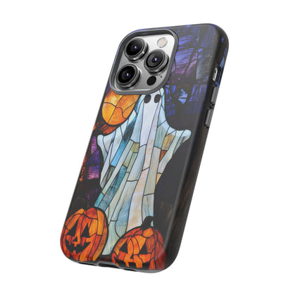 Stained Glass Halloween Ghost and Jack-o'-Lanterns Phone Cover