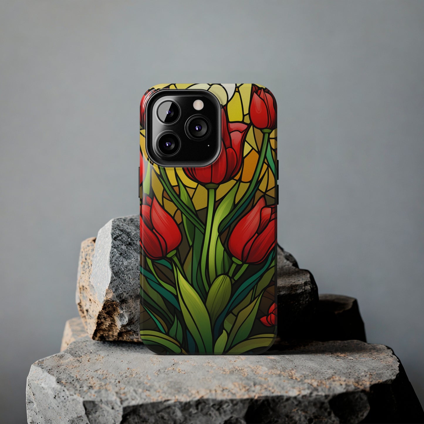 Stained Glass Tulip Floral Aesthetic iPhone Case | Embrace the Beauty of Nature in Full Bloom