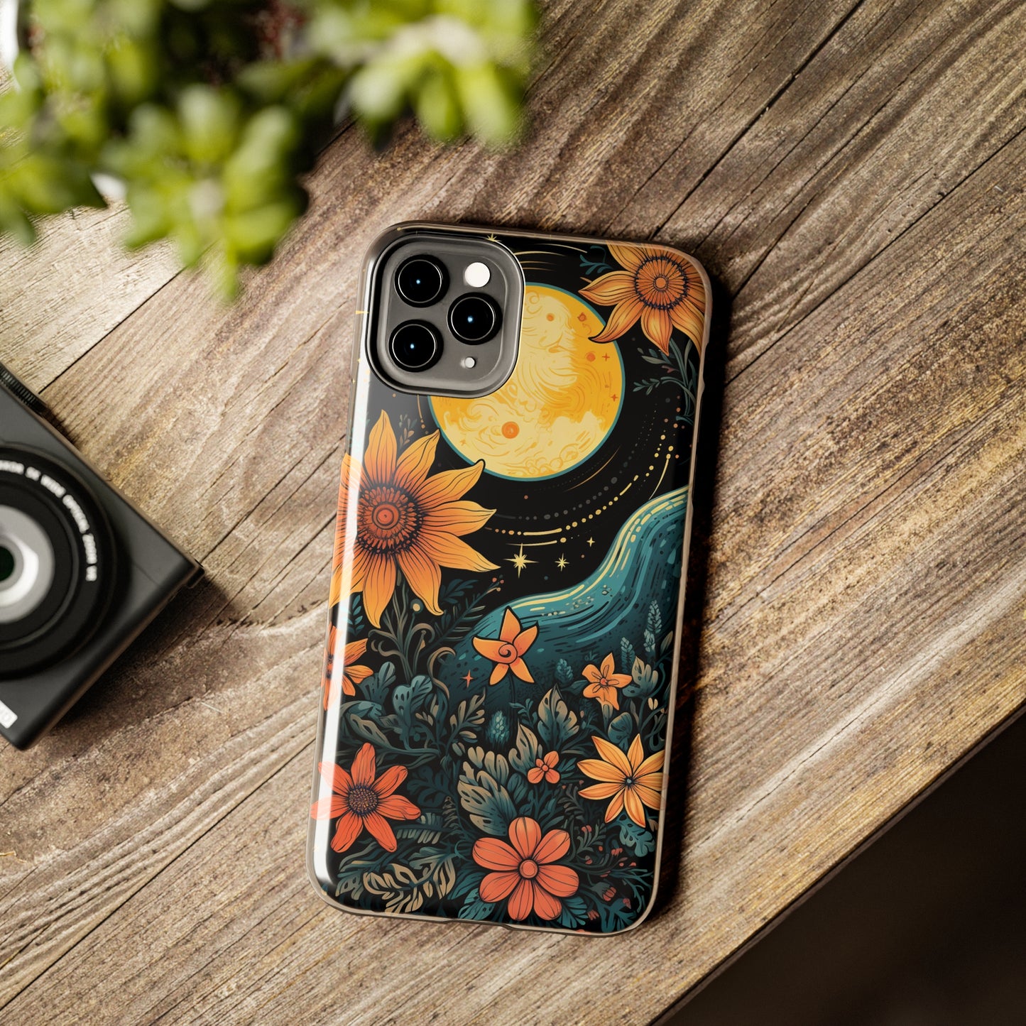 Boho Meets Cottagecore: Floral Sun, Moon & Stars iPhone Case – A Celestial Delight