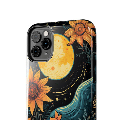 Boho Meets Cottagecore: Floral Sun, Moon & Stars iPhone Case – A Celestial Delight