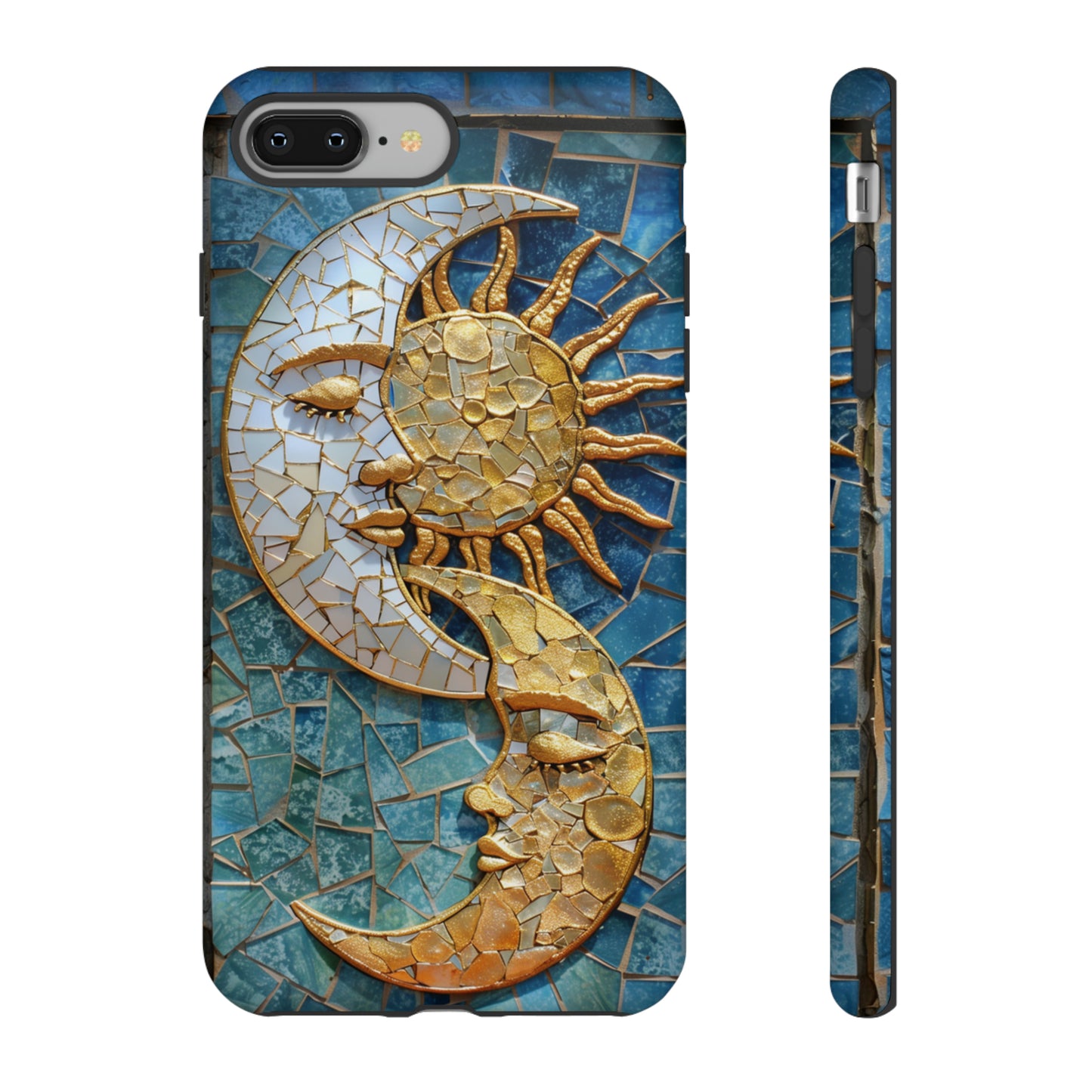 Boho Sun and Moon Mosaic Tile Stained Glass Phone Case