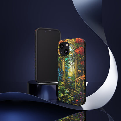 Secret Garden Stained Glass iPhone Tough Case | Unveil the Beauty of Nature with Reliable Protection