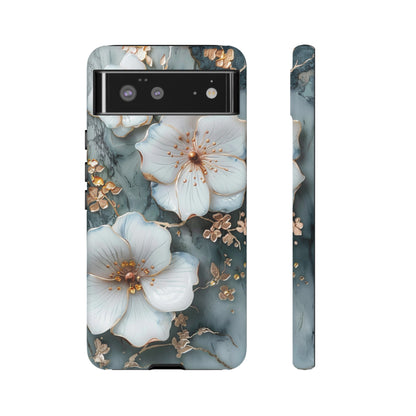 White Flower on Marble Stone  Phone Case