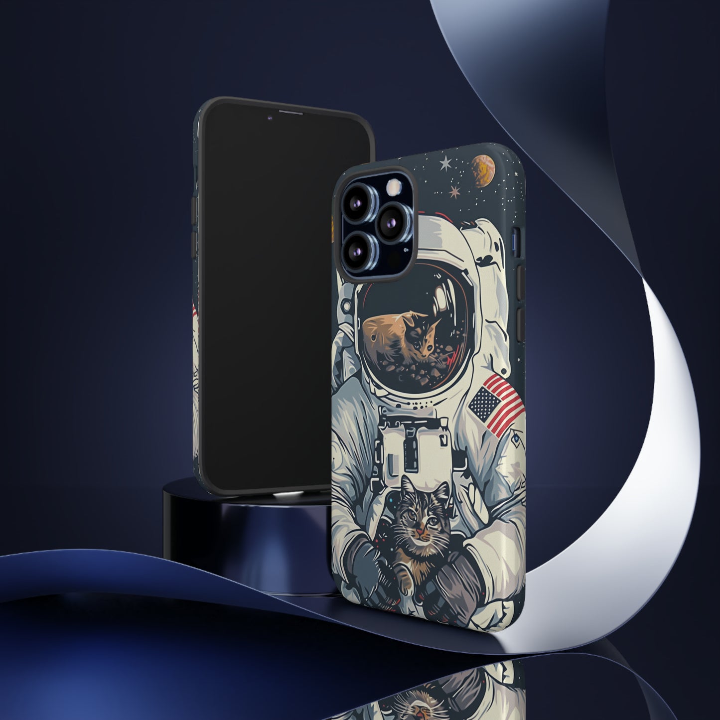 The Astronaut and the Cosmic Cat Phone Case