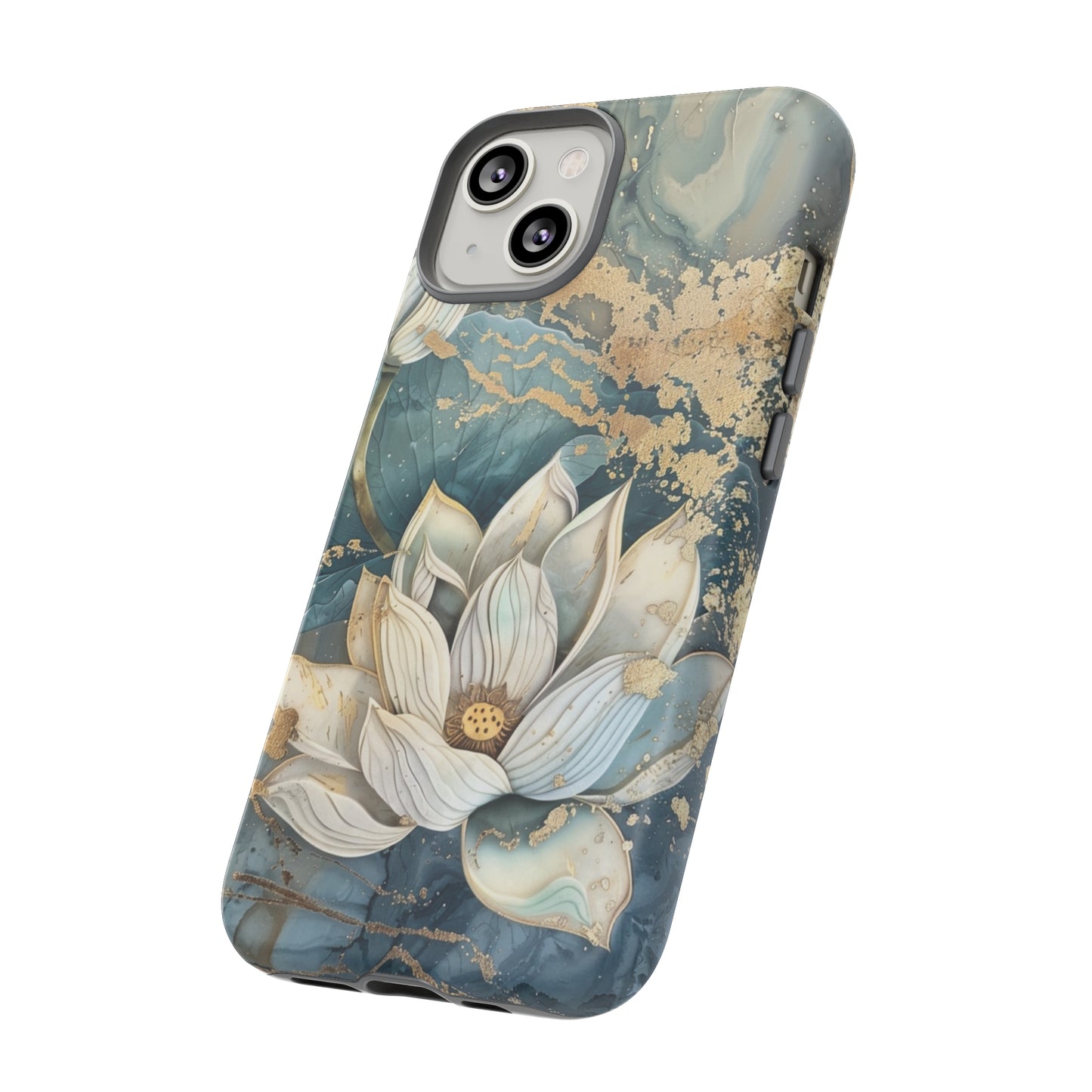 Zen Stained Glass Marble Lotus Floral Design Phone Case