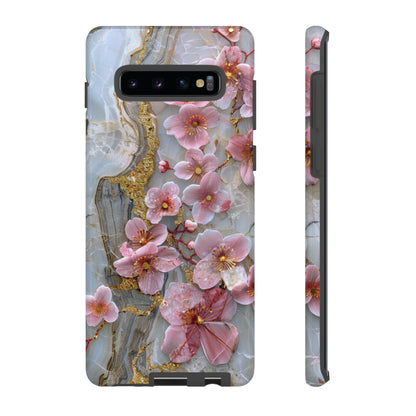 Pink Forget Me Nots Gold Floral Phone Case